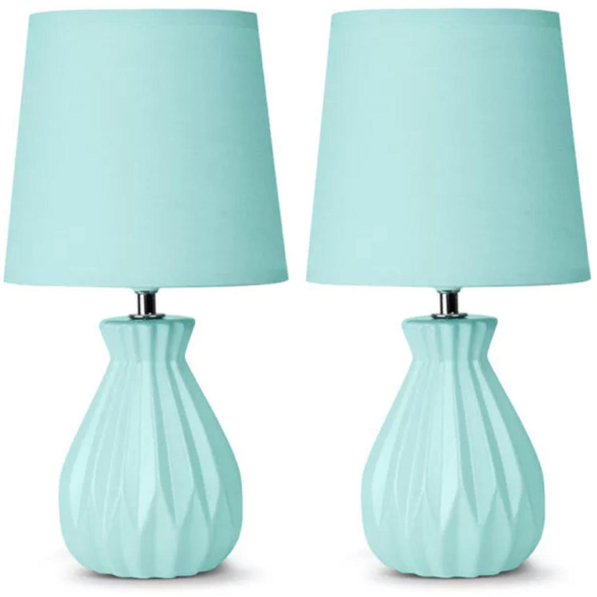 TISCHLAMPE SOTER 2-er Set, Mint - Mintgrün, Keramik/Textil (18/18/35cm) - KONSIMO®