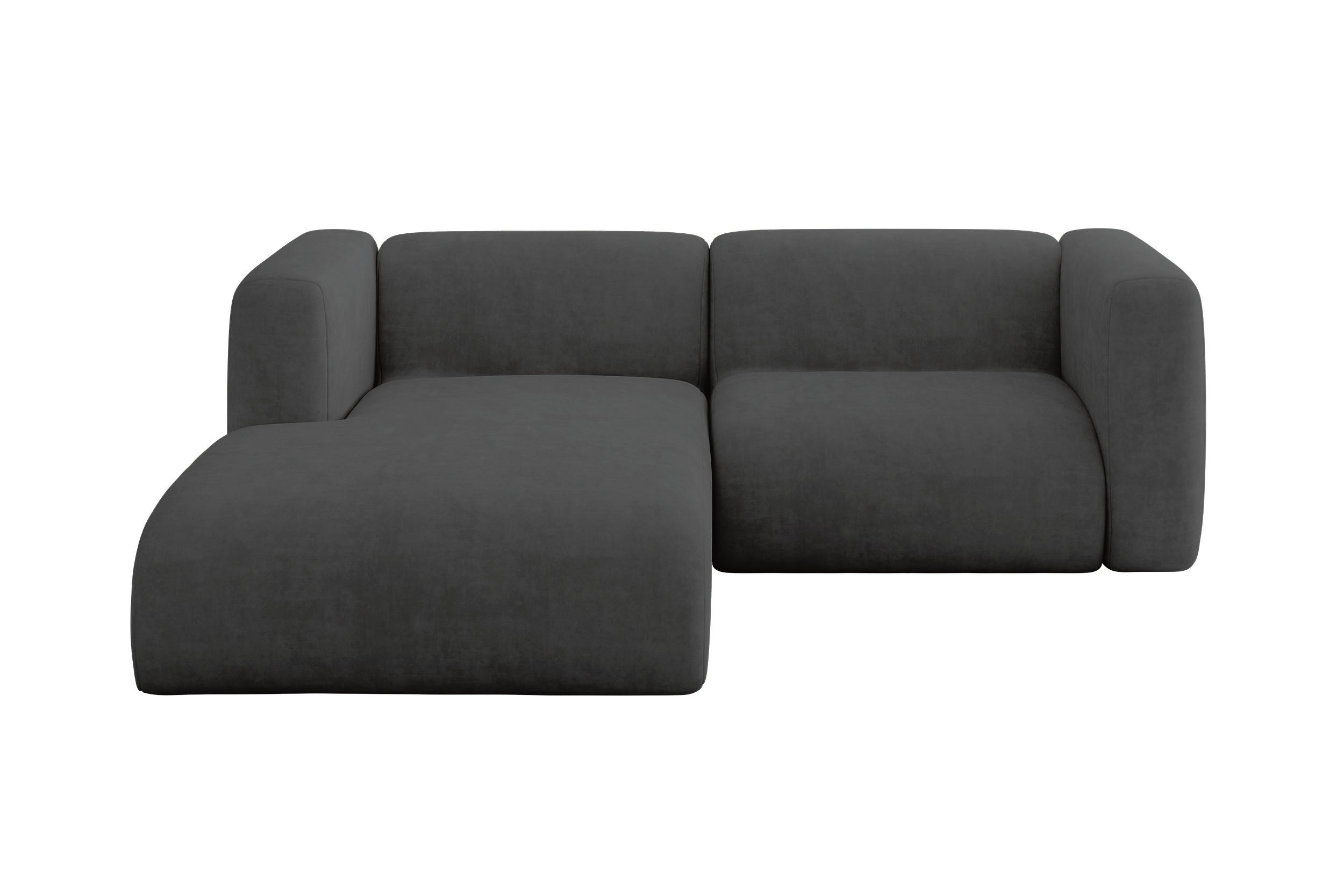 ALTDECOR ROHOVÁ SEDAČKA S LEVOU OTOMANOU MIRA-L1 227x179x89 Tmavě šedá Velur