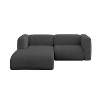 ECKSOFA Ottomane Links MIRA-L1 227x179x89 Dunkelgrau Velours - Dunkelgrau/Schwarz, Holzwerkstoff/Kunststoff (227/179cm) - ALTDECOR