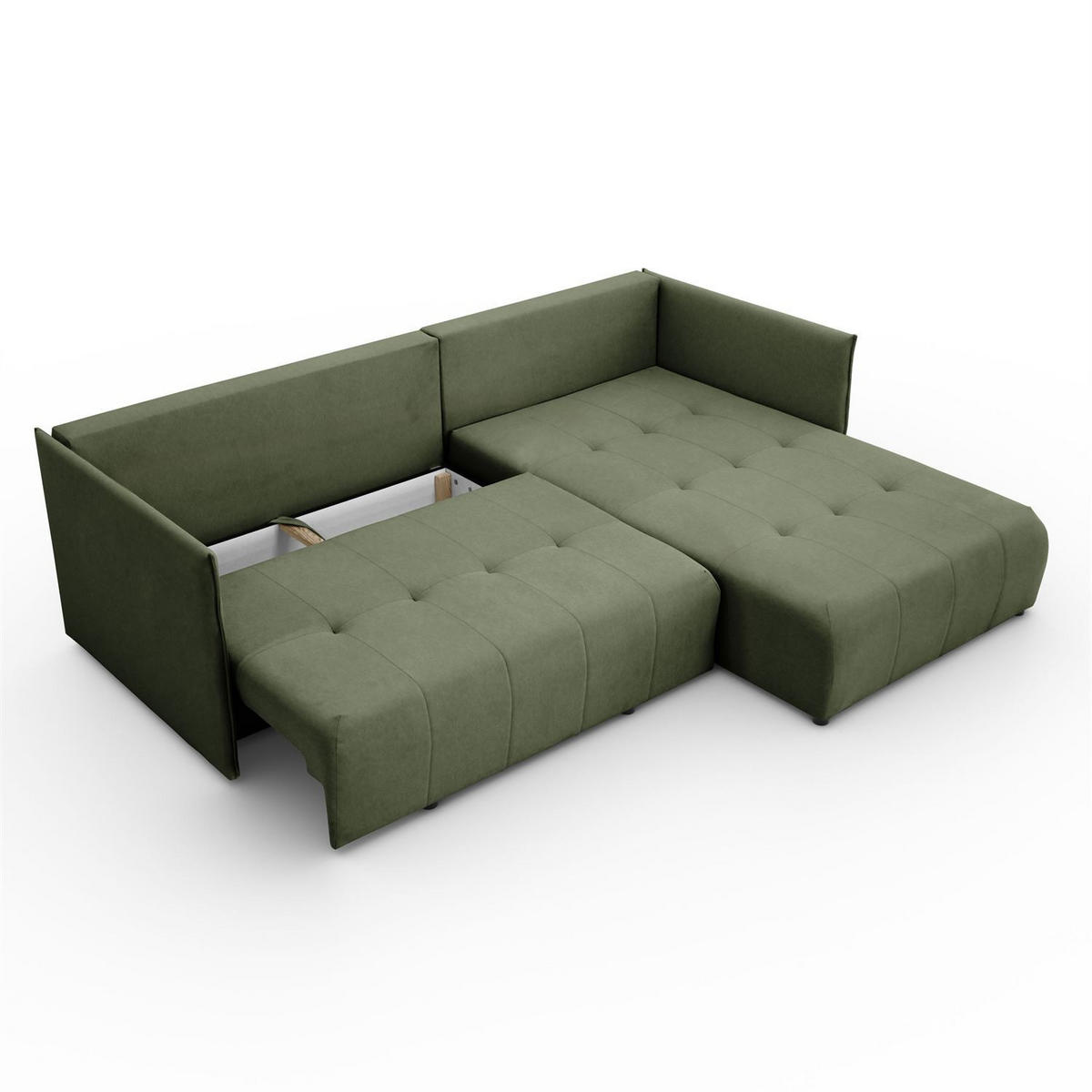 ECKSOFA APOLLO L mit Schlaffunktion und Bettkasten – rechte Seite - Grün, Textil (246/188cm) - Lookway