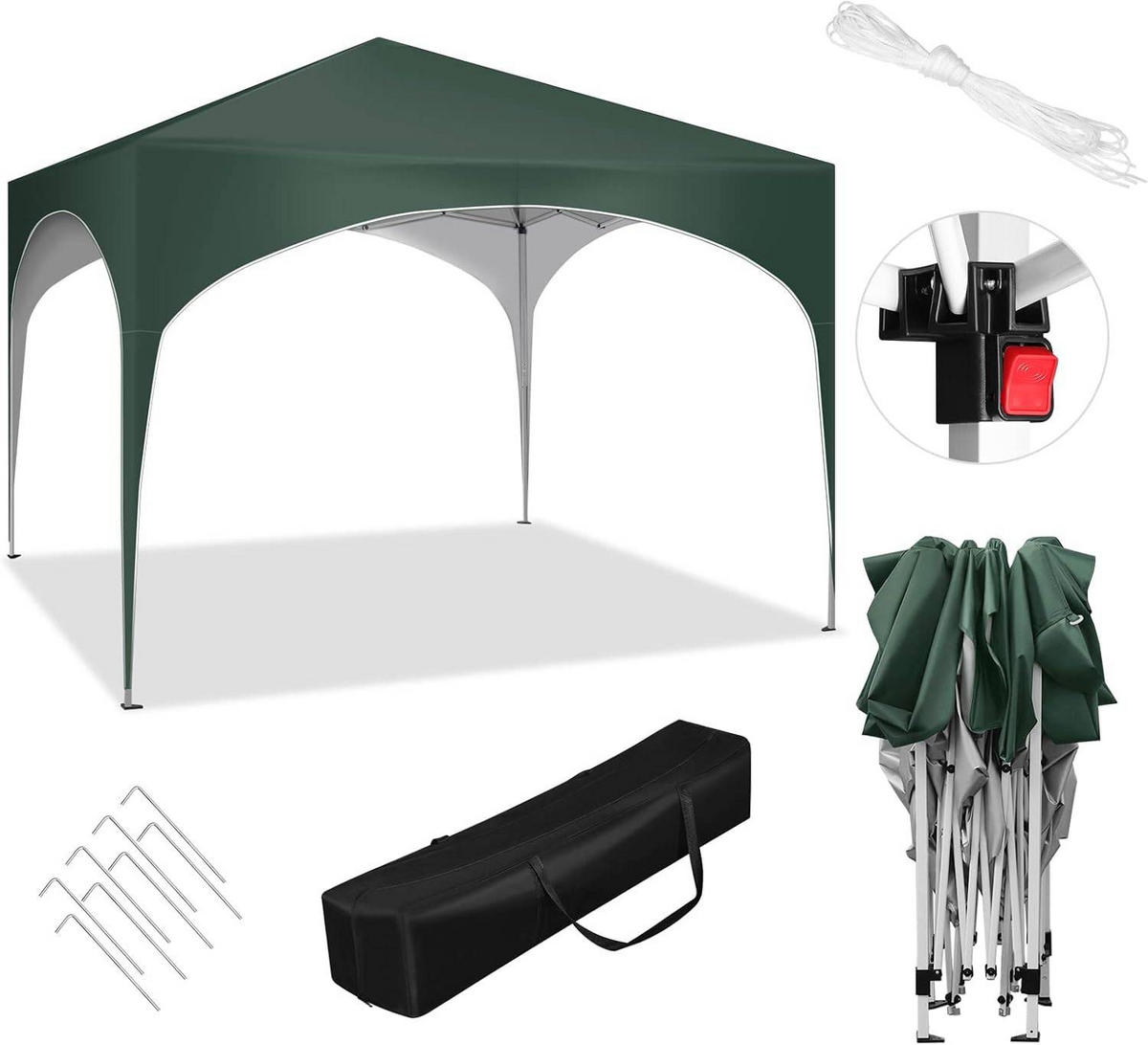 PAVILLON Faltbar wasserdichter Faltpavillon, aus Oxford Metallrahmen 3x3m - Grün, Metall (300/260/300cm) - Woltu