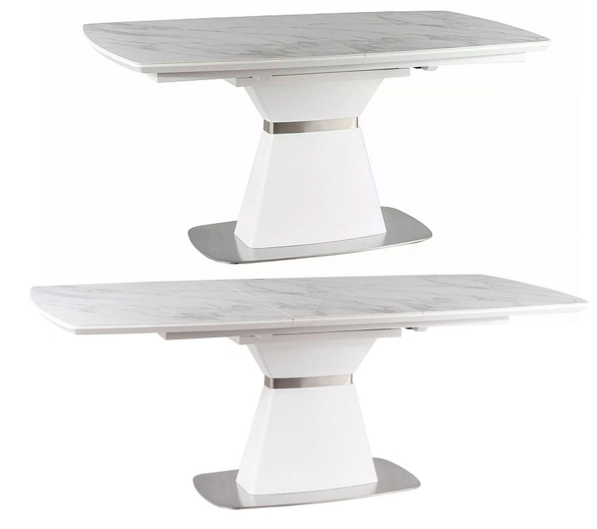 ESSTISCH Saturn Weiß / Weiß Marmor 160-210 / 90 / 76cm - Weiß, Holz/Metall (90/210/76cm) - Feldmann-Wohnen