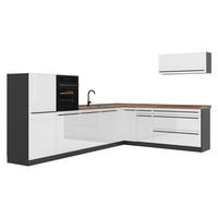 ROHOVÁ KUCHYŇ R-Line, Bílá vysoký lesk/Antracit, 327 x cm pracovná doska Dub Goldkraft - antracitová/vysoce lesklá bílá, kompozitní dřevo (327/143/60cm) - Vicco