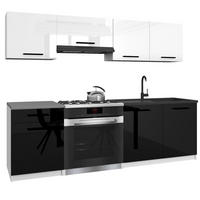 KUCHYNSKÁ linka Italia 1 180 cm, s pracovnou doskou, bielo-čierna, vysoký lesk - biela/čierna s vysokým leskom, drevo (180/143/60cm) - B BELINI GROUP