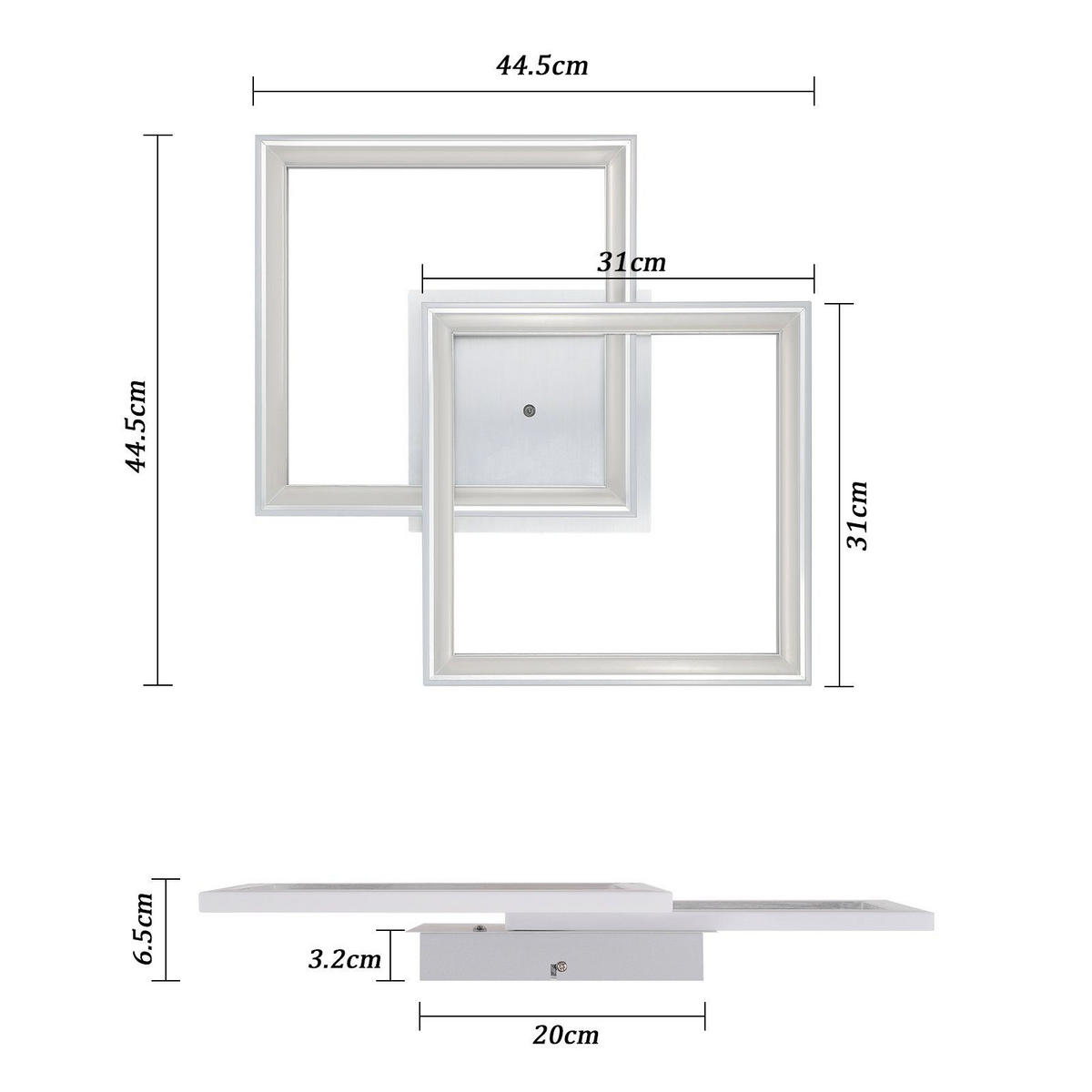 LED-DECKENLEUCHTE Kranzort 44.5/7.0/44.5 cm - Silberfarben, Metall (44.5/44.5/7cm) - ZMH