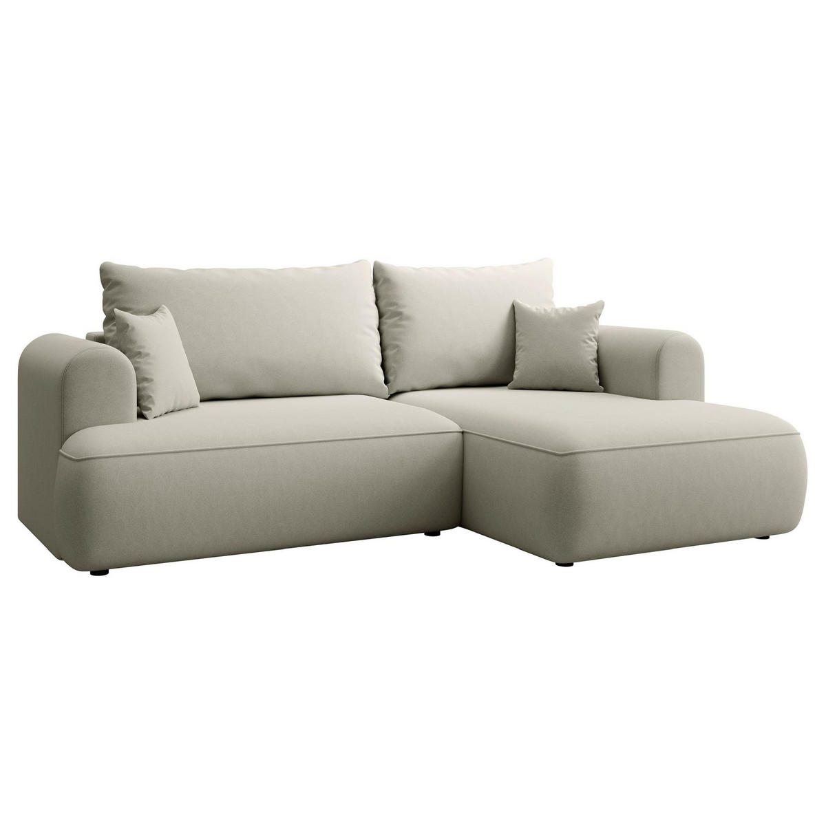 ECKSCHLAFSOFA Ovo Mini Hellbeige Easy-Clean-Samtbezug - Ecru/Schwarz, Kunststoff/Textil (156/238cm) - Selsey