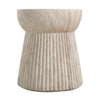 GARTEN BEISTELLTISCH MgO Travertinoptik - Beige, Metall (38/38/43cm) - ComfortXL