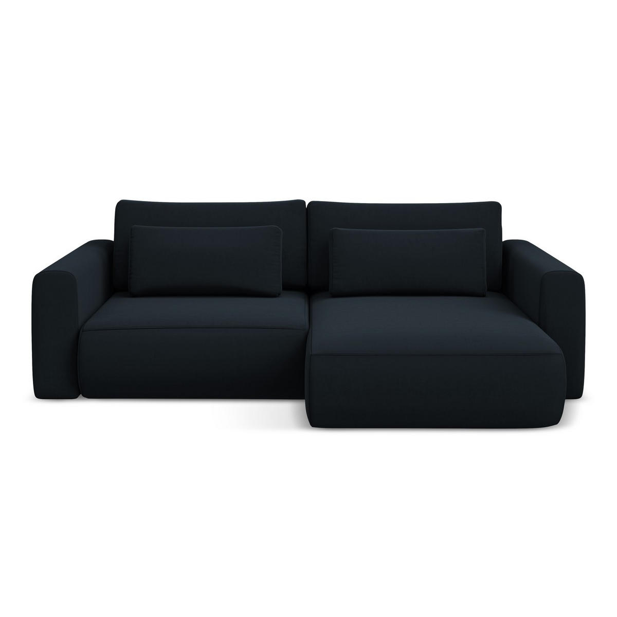 ECKSOFA mit Schlaffunktion Samt Stoff Blau - Blau/Schwarz, Kunststoff/Textil (240/149cm) - LaMiaSofa