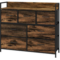 KOMMODE 98/29/85 cm in Braun mit 7 Stoffschubladen und Ablage - Braun, Holzwerkstoff (98/85/29cm) - Flora Grace