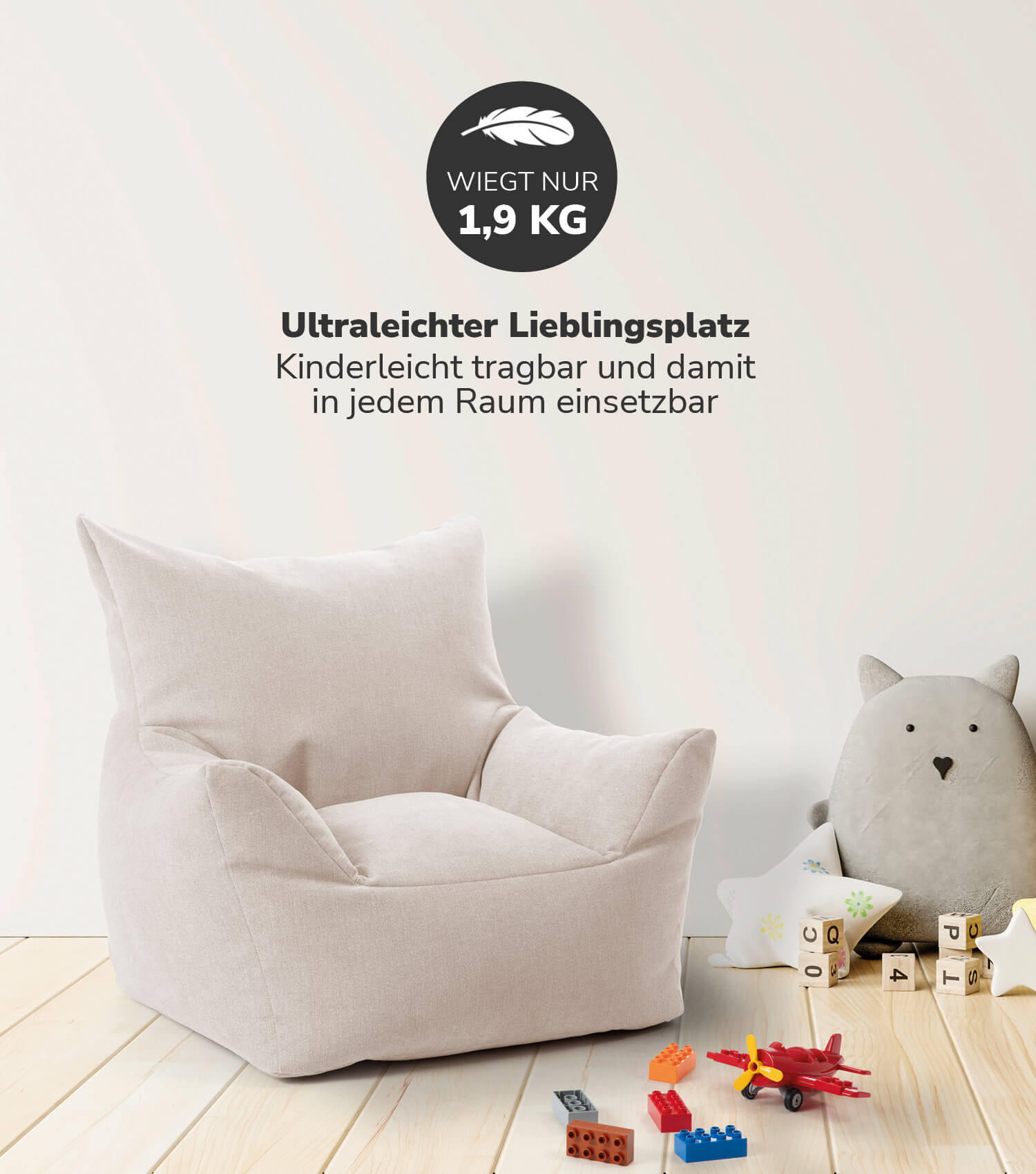 KINDERSESSEL Der Pausenheld - Beige, Textil (52/57/53cm) - Mokebo