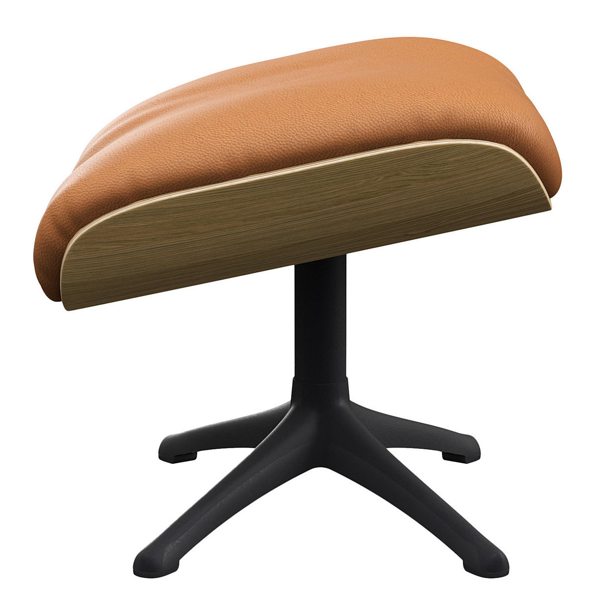 POLSTERHOCKER - Echtleder - Cognac/Schwarz, Leder/Metall (49/39/44cm) - home24