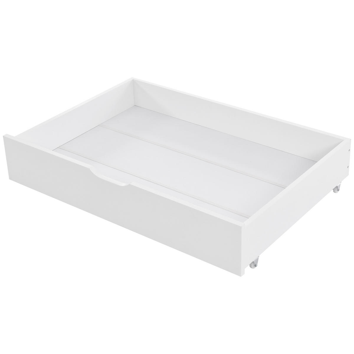 KINDEREINZELBETTEN aus Kiefernholz 90x200 cm in Weiß mit Ablage & 2 Schubladen - Weiß, Holz (90/200cm) - Modfu