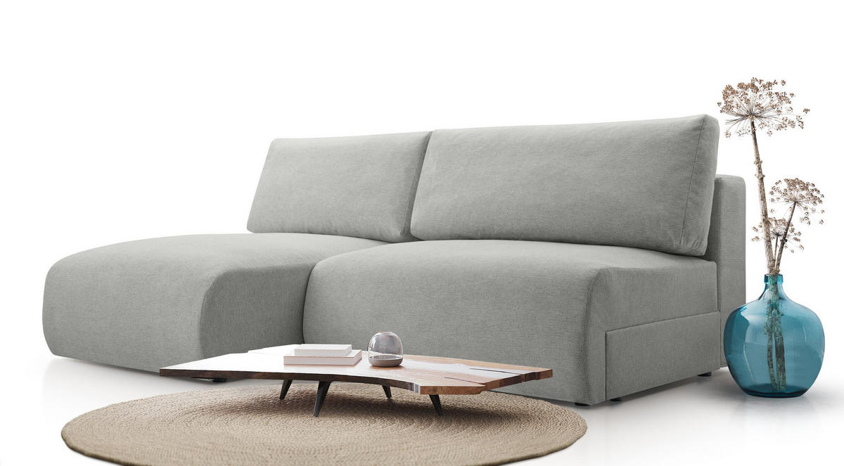 ECKSOFA mit Schlaffunktion Greste, Hellgrau - Hellgrau, Textil (150/223cm) - Meblito