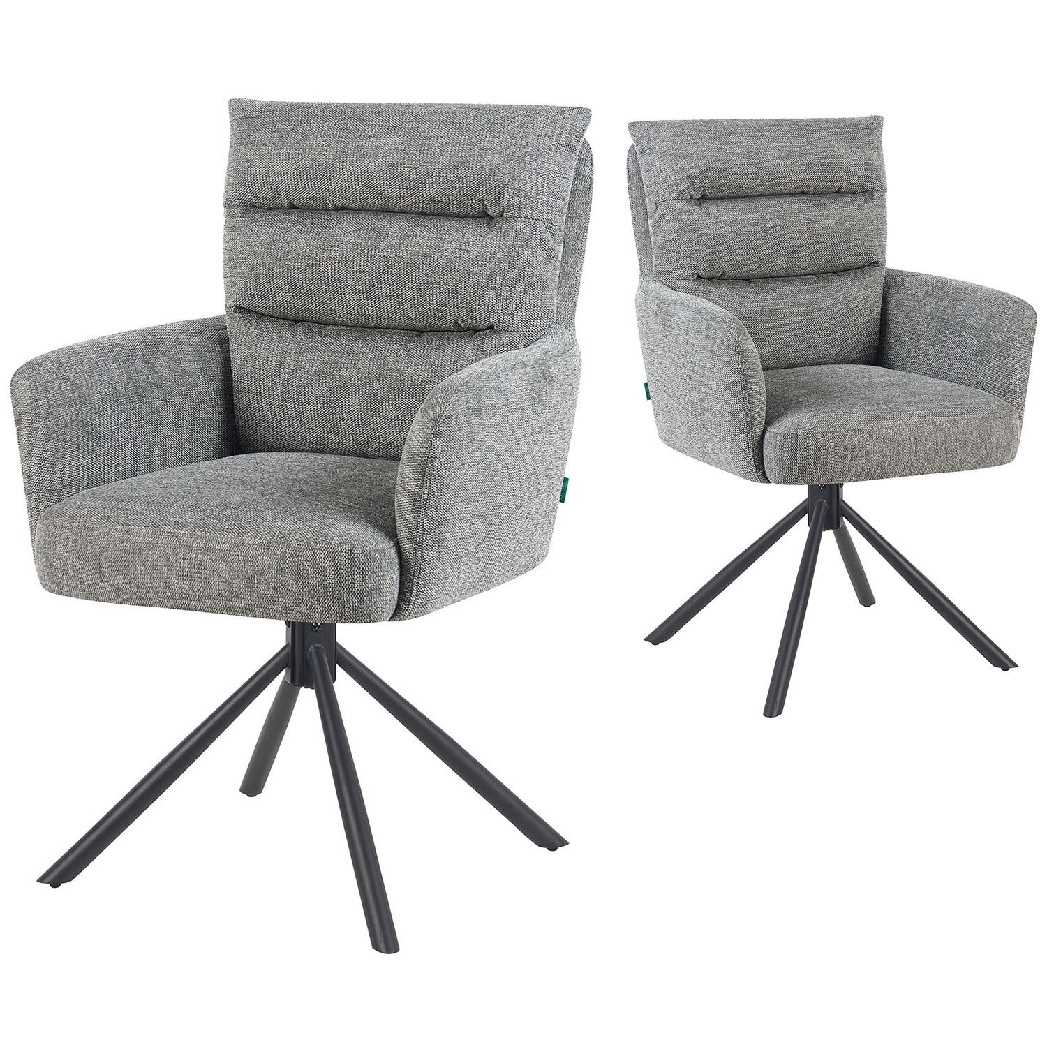 ARMLEHNSTUHL Mika-Jana 2er-Set - Schwarz/Grau, Textil/Metall (59/94/66cm) - DUBI Möbel