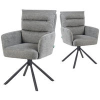 ARMLEHNSTUHL Mika-Jana 2er-Set - Schwarz/Grau, Textil/Metall (59/94/66cm) - DUBI Möbel