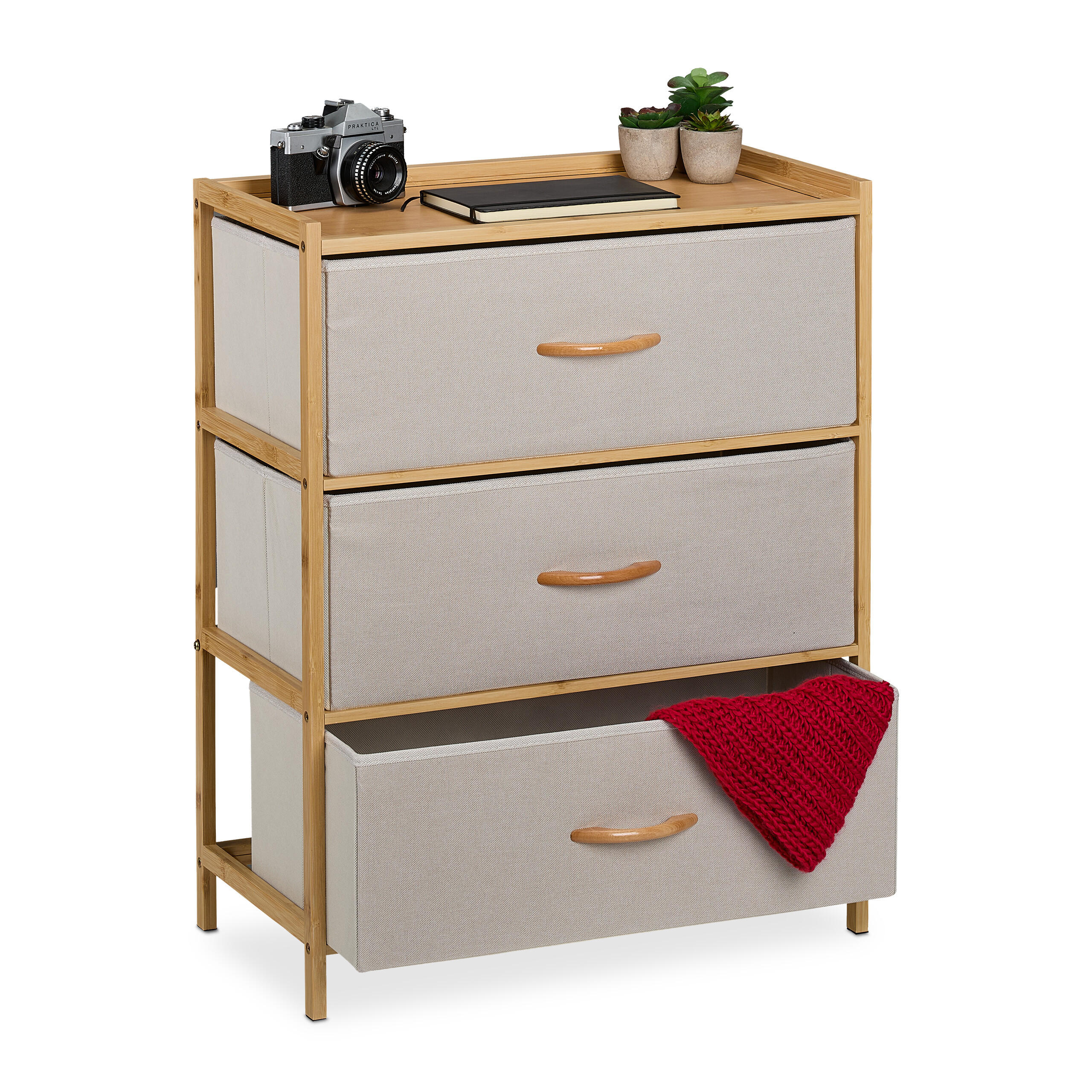 BYR&Aring; beige bambu 3 l&aring;dor 73x57,5x30 cm Multicolor 73/57.5/30 cm
