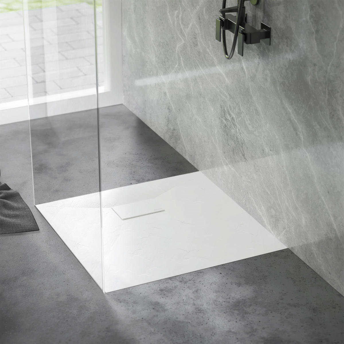 SPRCHOVÁ VANICKÁ 80x80 cm bílá s odtokovou sadou z SMC - bílá, plast (80/3/80cm) - LuxeBath