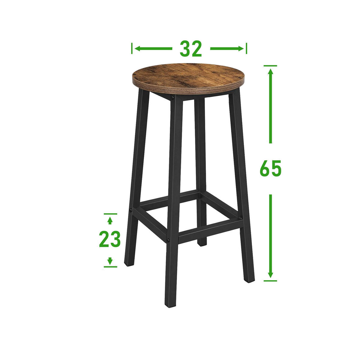 BARHOCKER 2er-Set Metall Dunkelbraun - Dunkelbraun, Holzwerkstoff (32/65/32cm) - Begryf