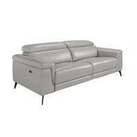 SOFA 3-sitziges Sofa aus grauem Leder 215/103/99 cm - Hellgrau/Schwarz, Leder (215/99/103cm) - ANGEL CERDA