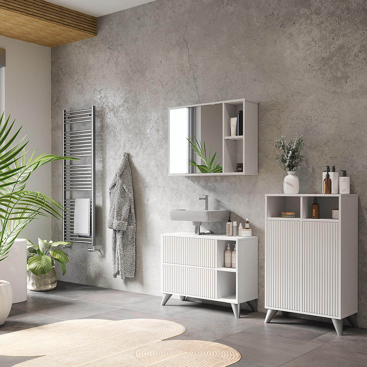 MIDISCHRANK Leano Weiß 60 x 97 cm mit 2 Türen - Weiß, Holzwerkstoff (60/97/30cm) - Vicco