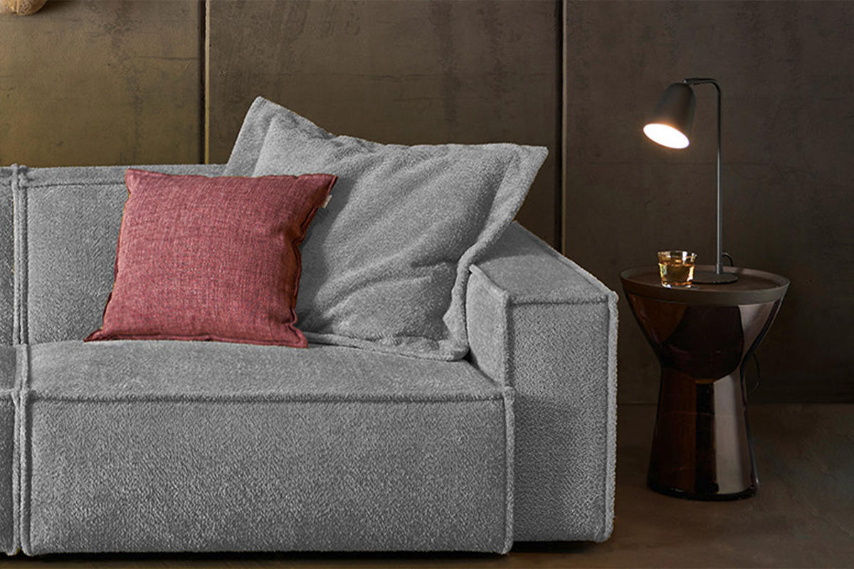 SOFA SAMU Grau Webstoff - Schwarz/Grau, Kunststoff/Textil (236/72/106cm) - KAWOLA