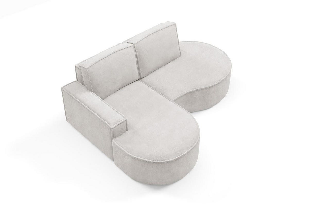 ECKSOFA Flow Weiß, mit Kissen in Curio Stoff, linke seite - Weiß, Holzwerkstoff/Textil (210/157cm) - Bettso