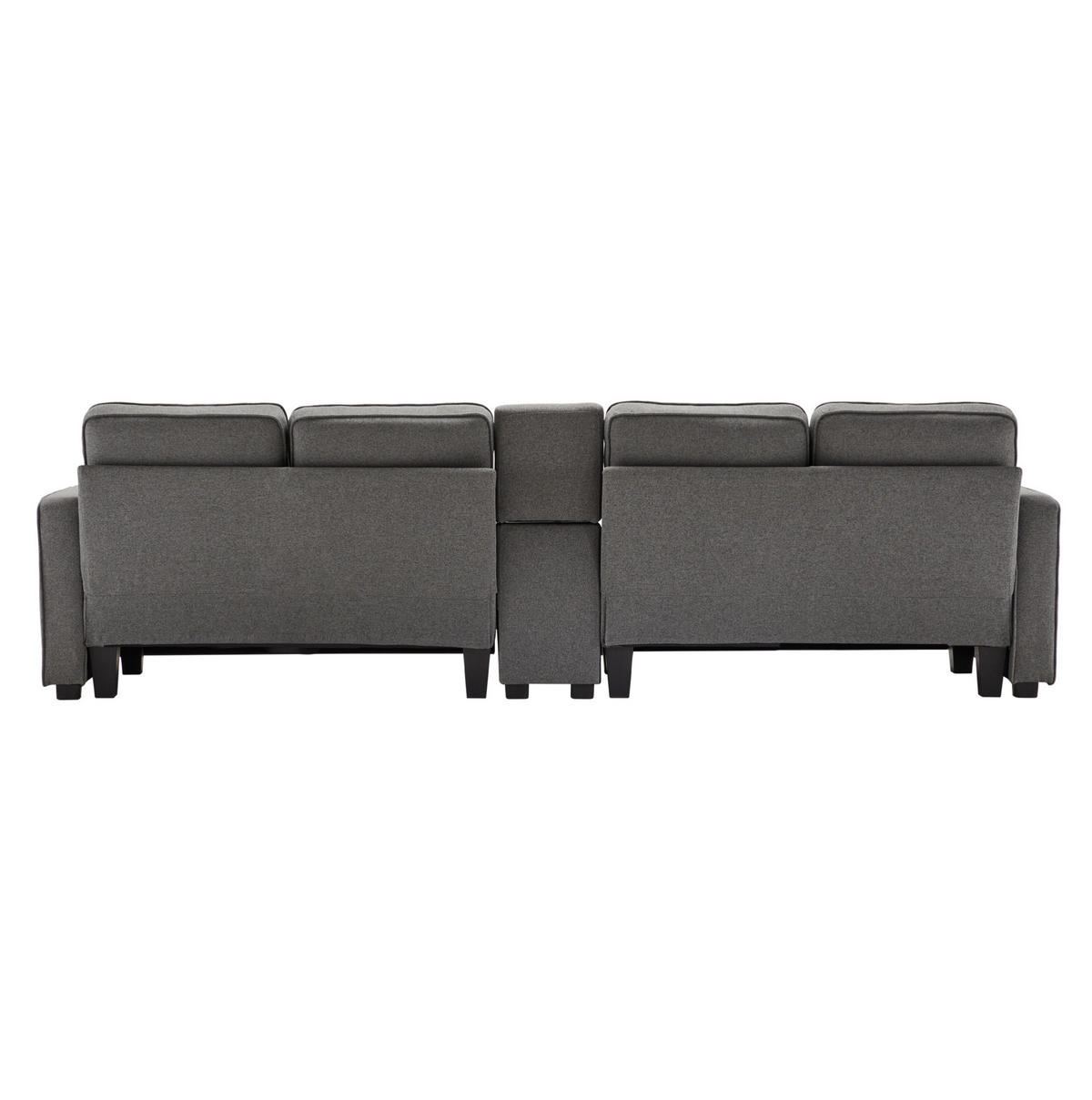 4-SITZER Sofa 290/83/88 cm Dunkelgrau aus Leinen mit USB-Anschluss und Getränkehaltern - Dunkelgrau, Textil (83/88/290cm) - OKMYHOME