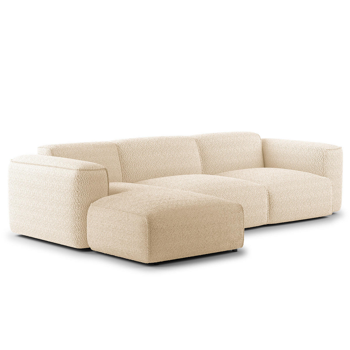 3-SITZER ECKSOFA mit Longchair - Beige/Schwarz, Kunststoff/Textil (284/173cm) - home24