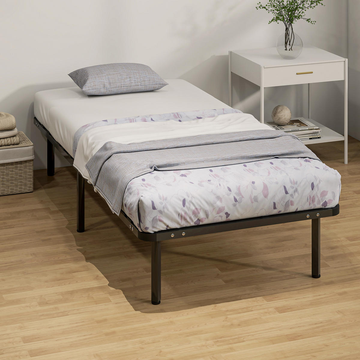 BETT Schwarz 90/190/33 cm - Schwarz, Metall - PANGIVO