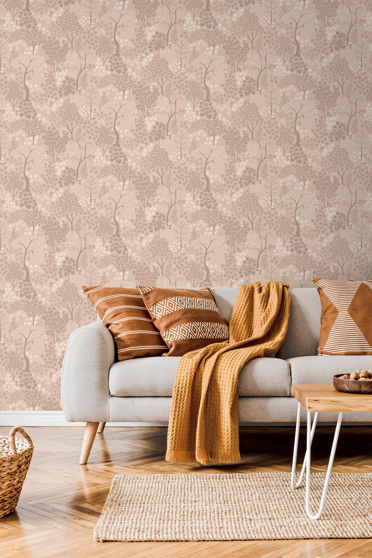 TAPETE Bäumen und Blumen 50 x 900 cm - Pink, Papier (50/900cm) - ESTAhome