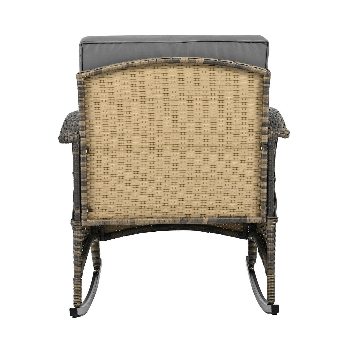 SCHAUKELSTUHLSET Rattan Schwarz/Grau 3-tlg. - Grau, Metall - ComfortXL