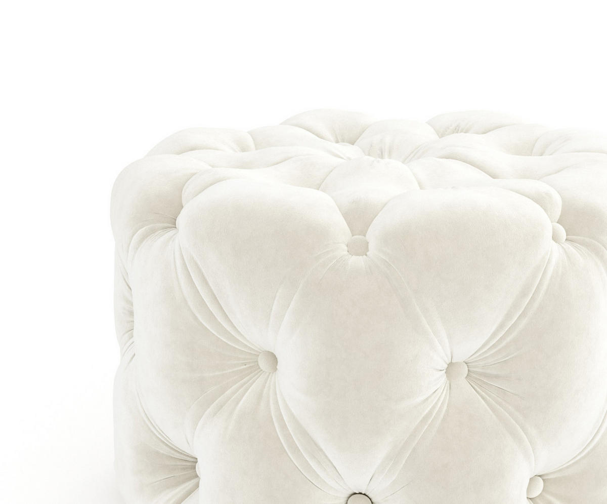 POUF Cosimo Creme Samtstoff - Creme/Schwarz, Holz/Holzwerkstoff (60/40/60cm) - Maison de Reve