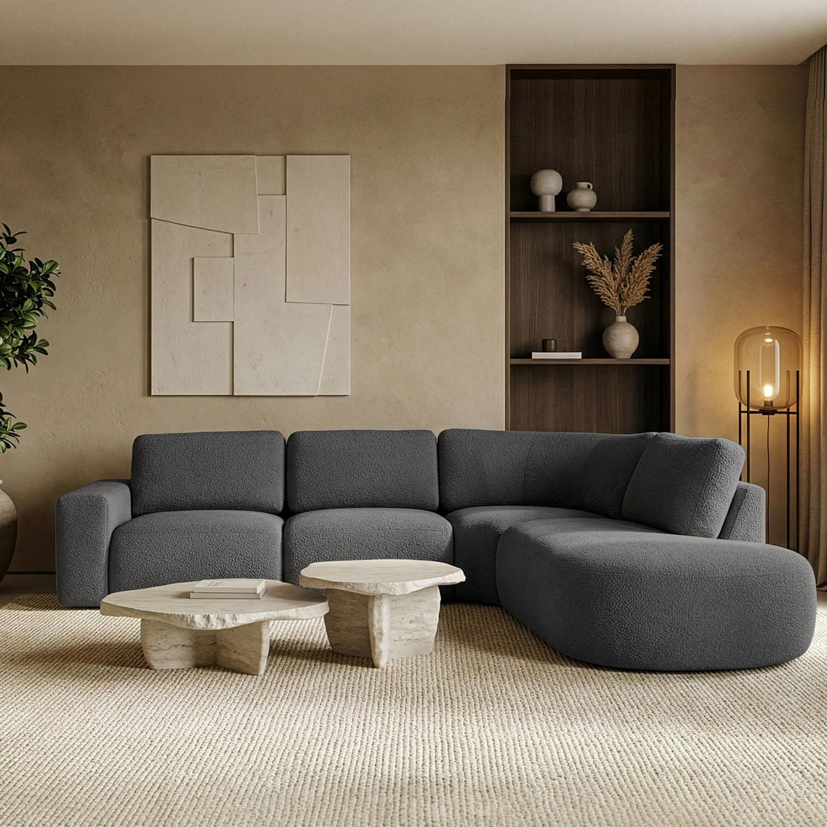 ECKSOFA RECHTS ZUCCO, Graphit - Graphitfarben, Holz/Holzwerkstoff (304/293cm) - KONSIMO®