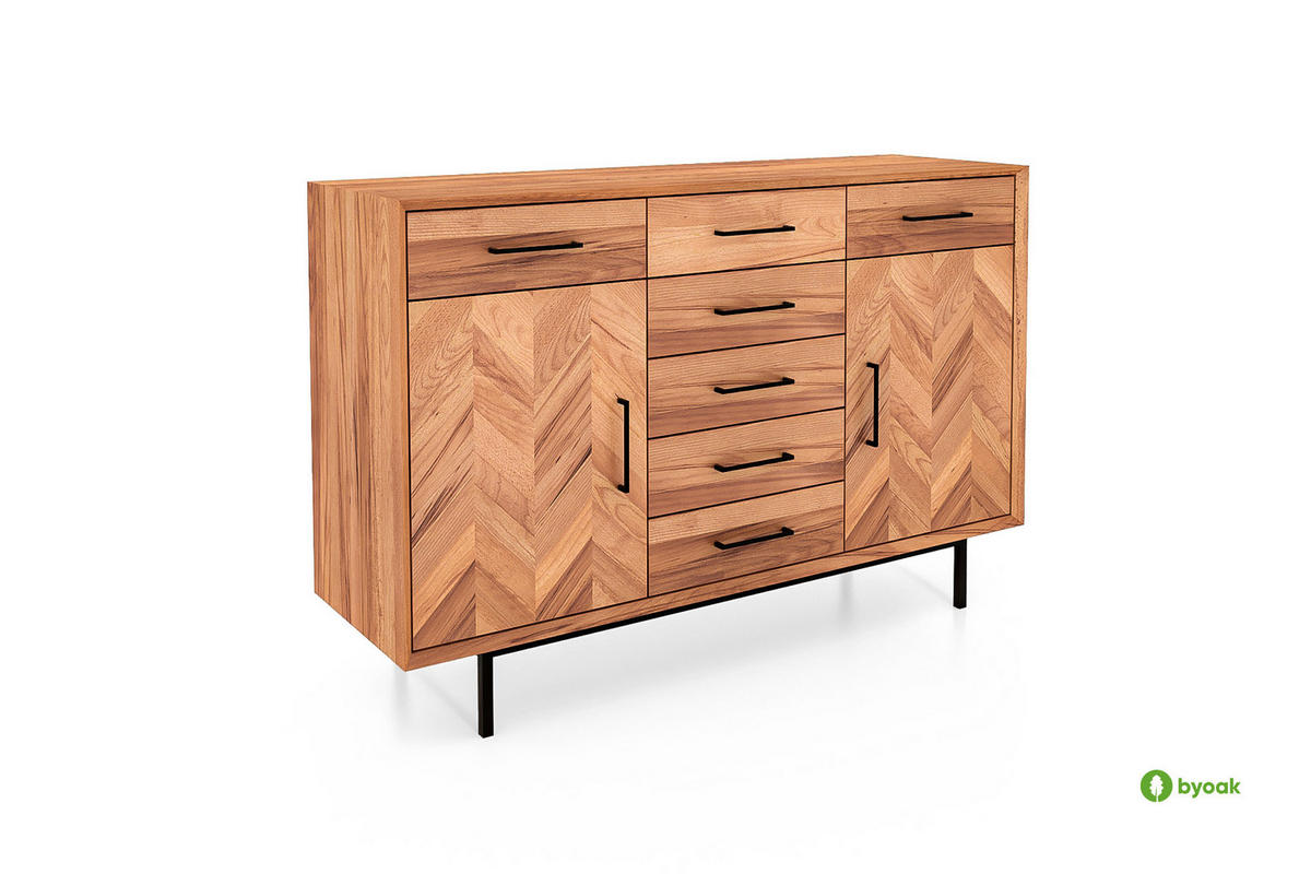 KOMMODE BREIT LEON Kernbuche - Kernbuche, Holz (144/95/45cm) - byoak