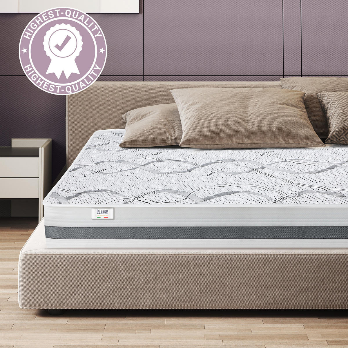 DOPPELMATRATZE 160x200 Memory | Premium Qualität | Höhe 25 cm - Weiß, Textil (160/200cm) - The White Stone