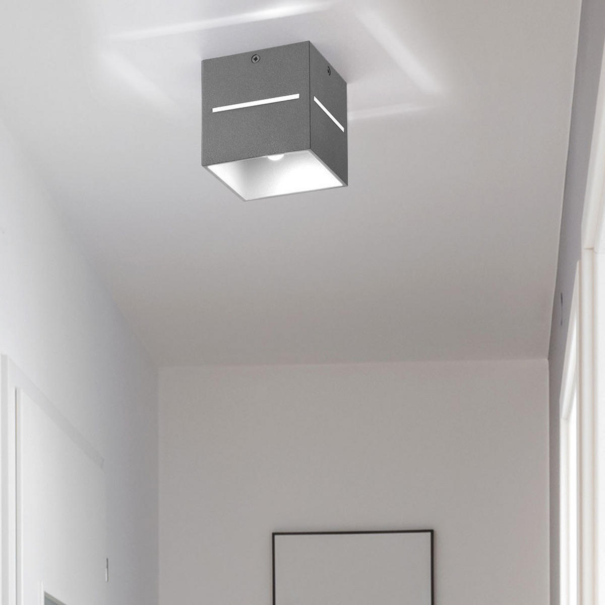 DECKENLEUCHTE Aluminium Grau Quadratisch - Grau, Metall (10/10/10cm)