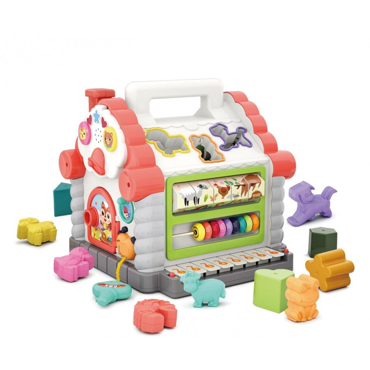 SORTIERSPIEL Aktivitätshaus 739 bunt Formsortierer, Musik, Licht, Würfelblock, ab 18 Monaten, Hausdesign - Multicolor, Kunststoff (22/22/23cm) - Moni