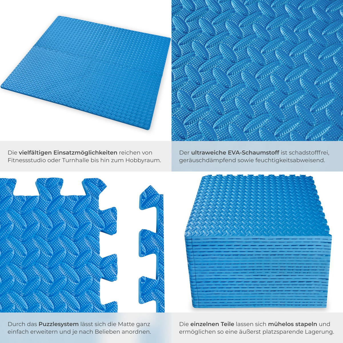 SCHUTZMATTENSET , leichte Reinigung und flexibel erweiterbar, blau - Blau, Kunststoff (246/362cm) - tectake
