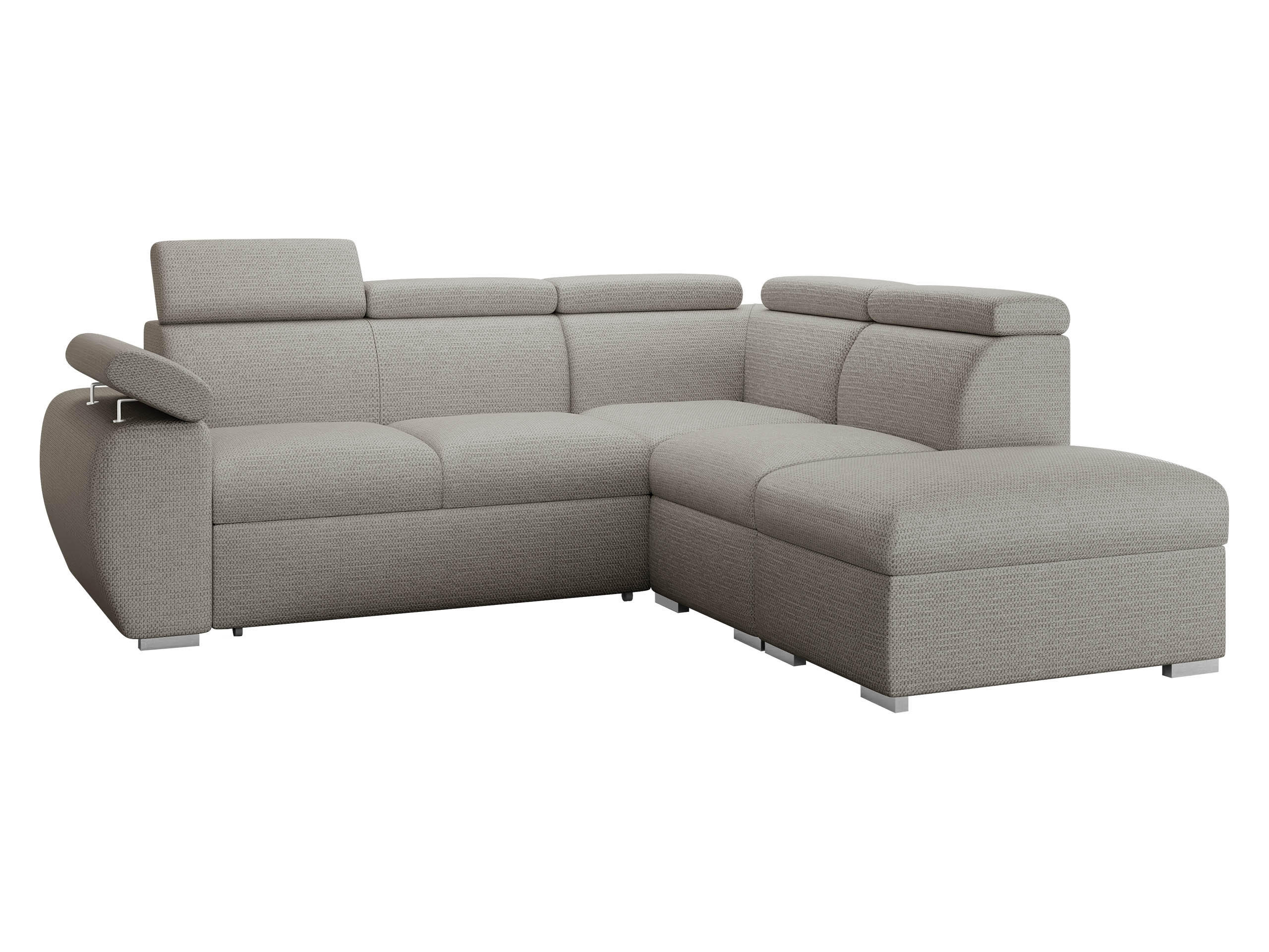 ECKSOFA Boston 2RR1P, Seite: Rechts 2R+R+1P(65)+PUFAP - Silberfarben, Holz/Textil (260/230cm) - MIRJAN24