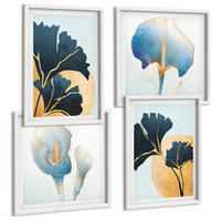 BILDER SET 4er Set - 50x50 cm & 40x60 cm Weißer Rahmen - Zitronenweinporträt Kahlo - Weiß, Kunststoff (50/50cm) - TULUP