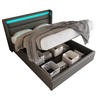 POLSTERBETT 140/200 cm mit hydraulischem Bettkasten & LED-Kopfteil, Grau - Grau, Kunststoff (140/200cm) - Redom