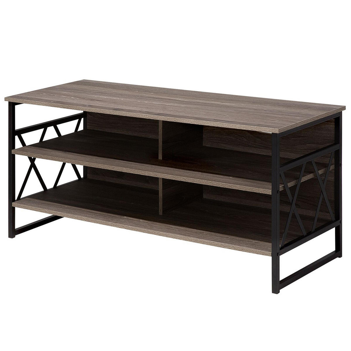 TV-MÖBEL Dunkelbraun, Schwarz CARLISLE 51/120/56 cm - Dunkelbraun, Holzwerkstoff (120/56/51cm) - Beliani