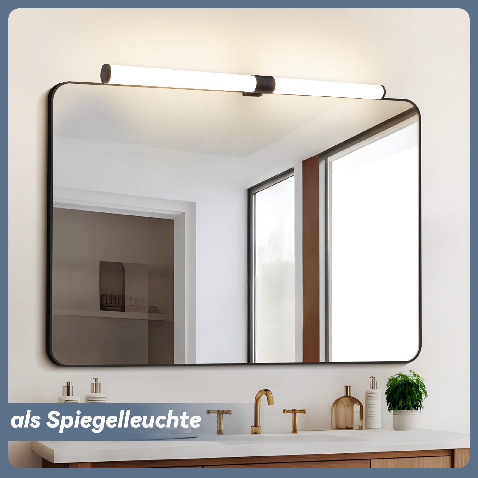 SPIEGELLEUCHTE Gryzand 5.2/3.2/60 cm - Schwarz, Kunststoff (60/5.2/3.2cm) - ZMH