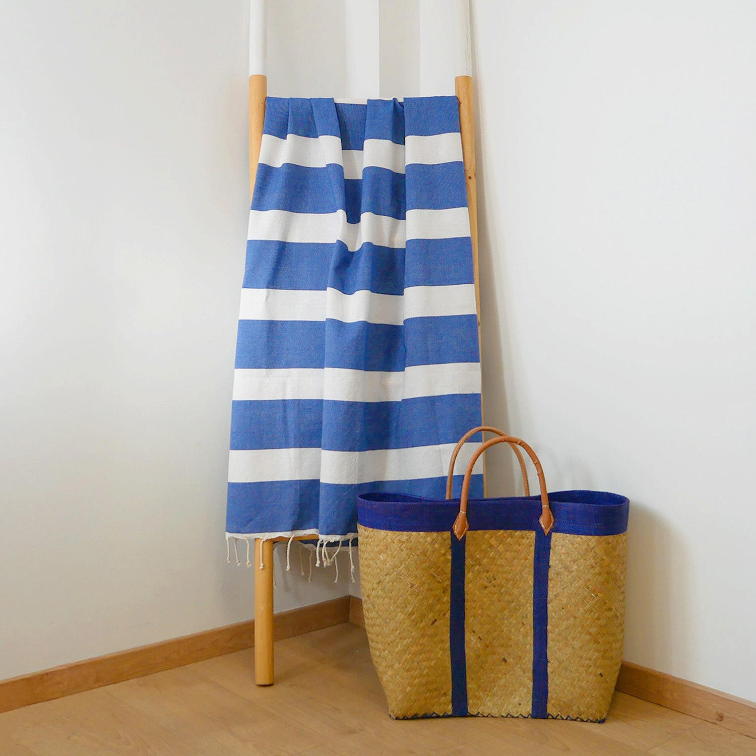 HAMAMTUCH Flachgewebe Traditionell Blau 100x200 190g/m² - Transat Royal - Blau, Textil (100/200cm) - LE COMPTOIR DE LA PLAGE
