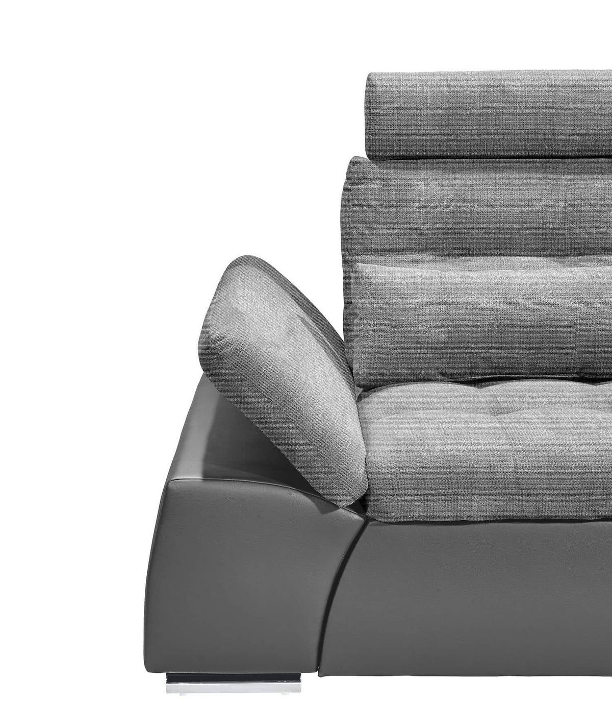ECKSOFA mit Schlaffunktion und verstellbaren Armlehnen - Chromfarben/Anthrazit, Kunststoff/Textil (170/268cm) - ed exciting design
