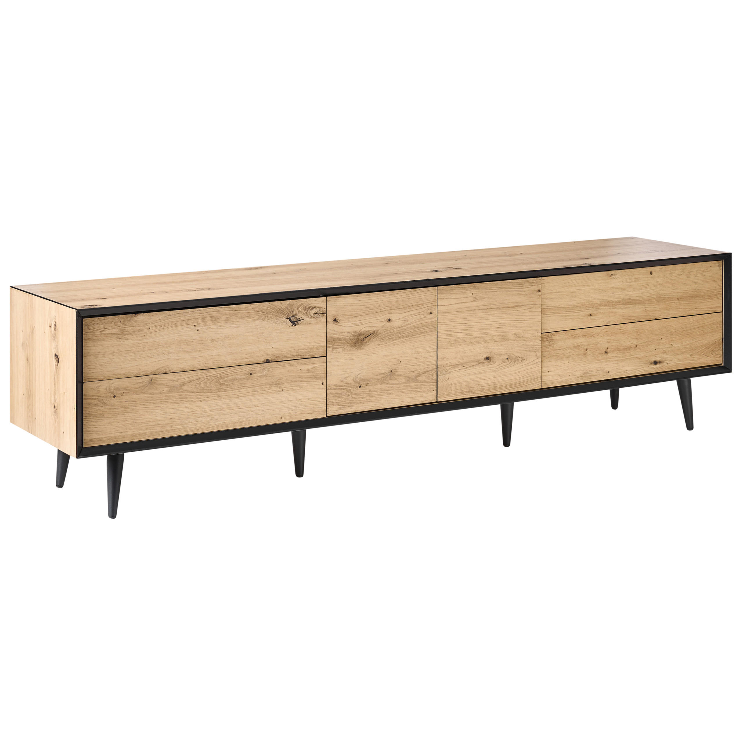 TV-MÖBEL Hellbraun Silverton - Hellbraun/Schwarz, Holzwerkstoff (180/46/37cm) - Beliani