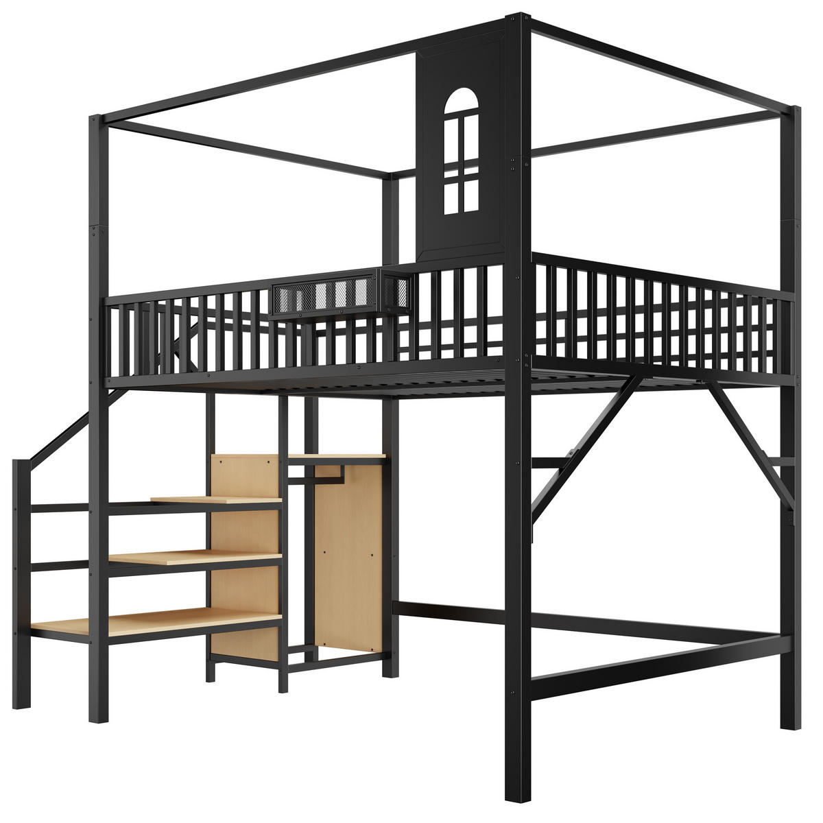 HOCHBETT 140/200 cm Metall mit Dachdesign, DE-41586, in Schwarz - Schwarz, Metall (140/200cm) - ComfortXL