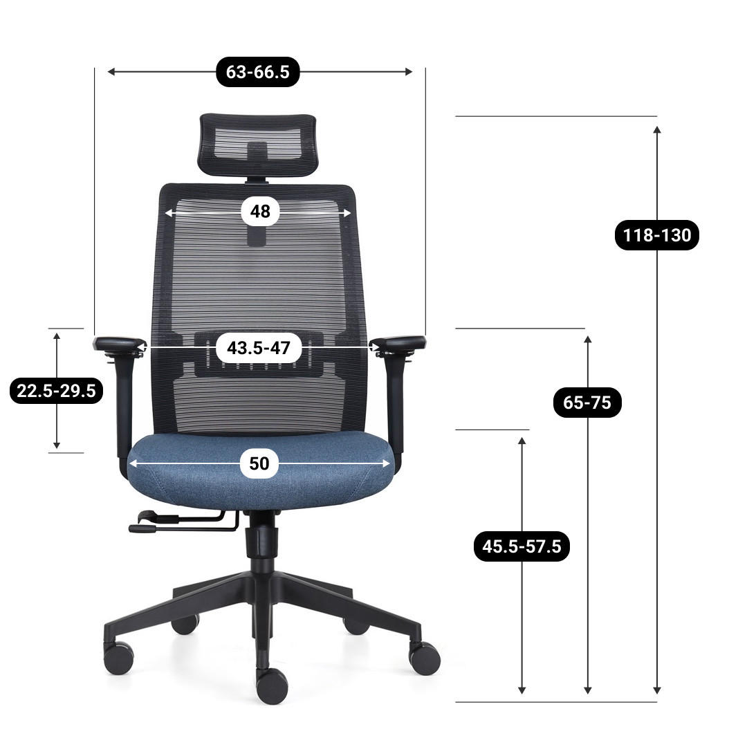 BÜROSTUHL Napoli Deluxe 4D - NEN-EN 1335 - Blau - Blau/Schwarz, Textil (70/118/62cm) - Sedero