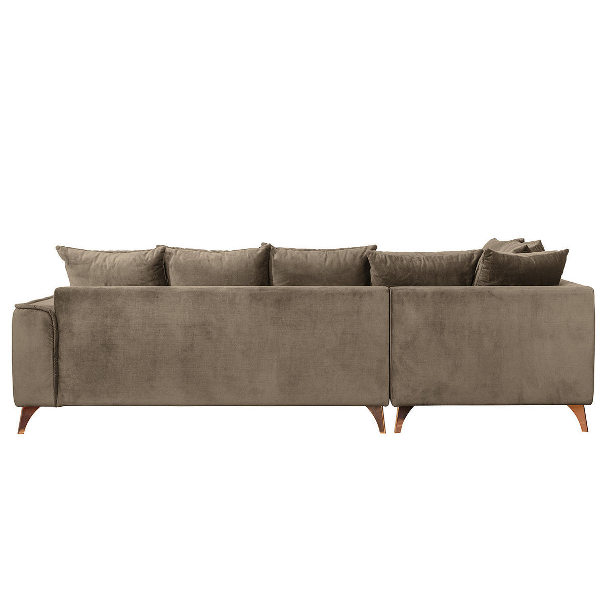 ECKSOFA mit Ottomane - Samt - Braun, Textil/Metall (288/245cm) - home24