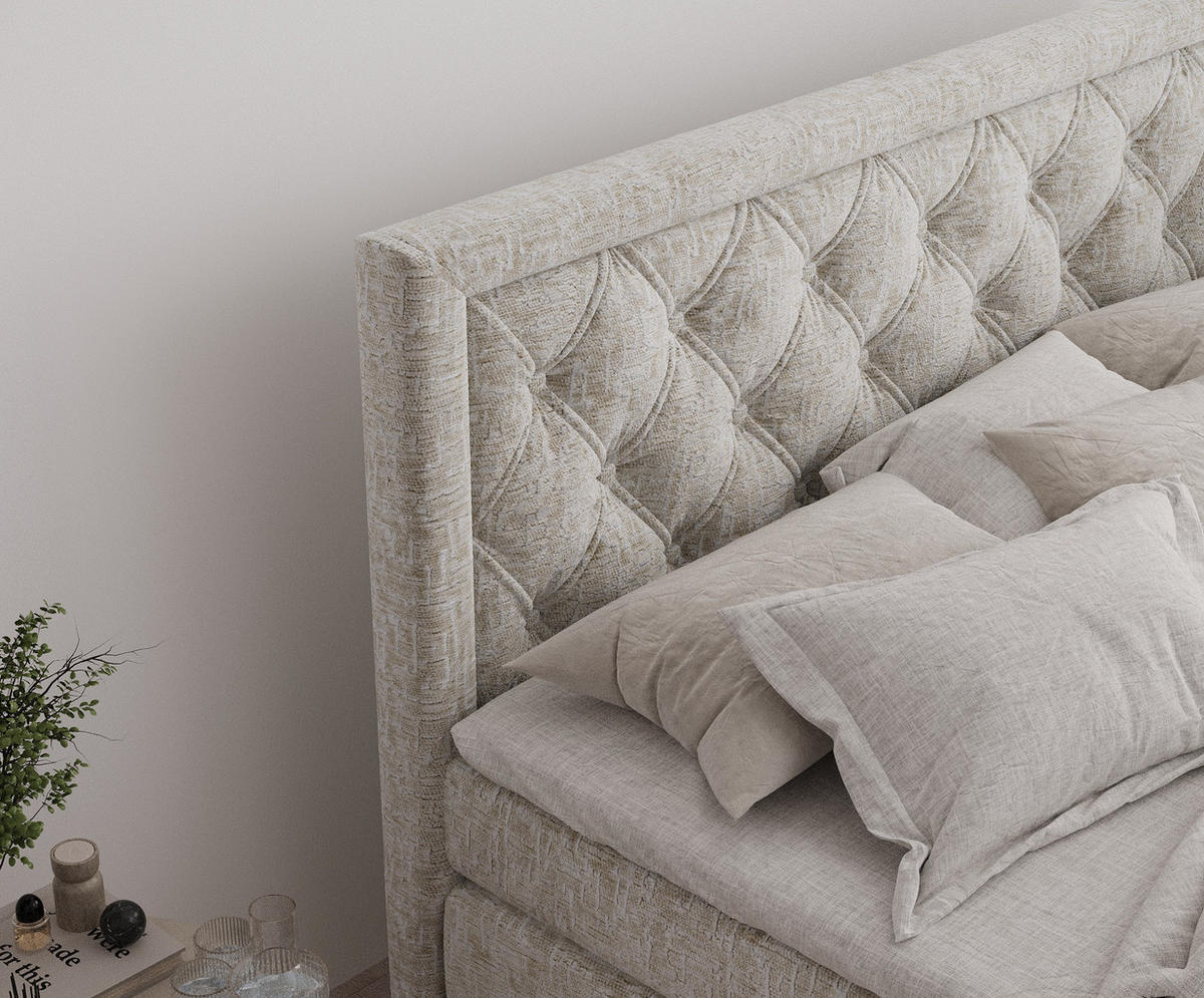 BOXSPRINGBETT Aurelia Beige 180/200 cm - Beige/Schwarz, Holz/Holzwerkstoff (180/200cm) - Maison de Reve